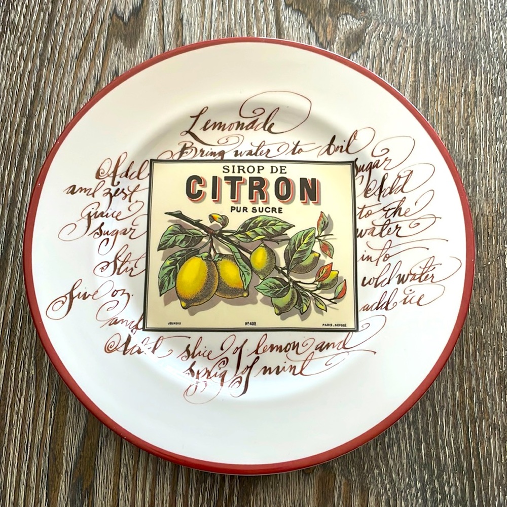 WILLIAM SONOMA Citron Collector’s or Replacement Plate. Made in Italy.